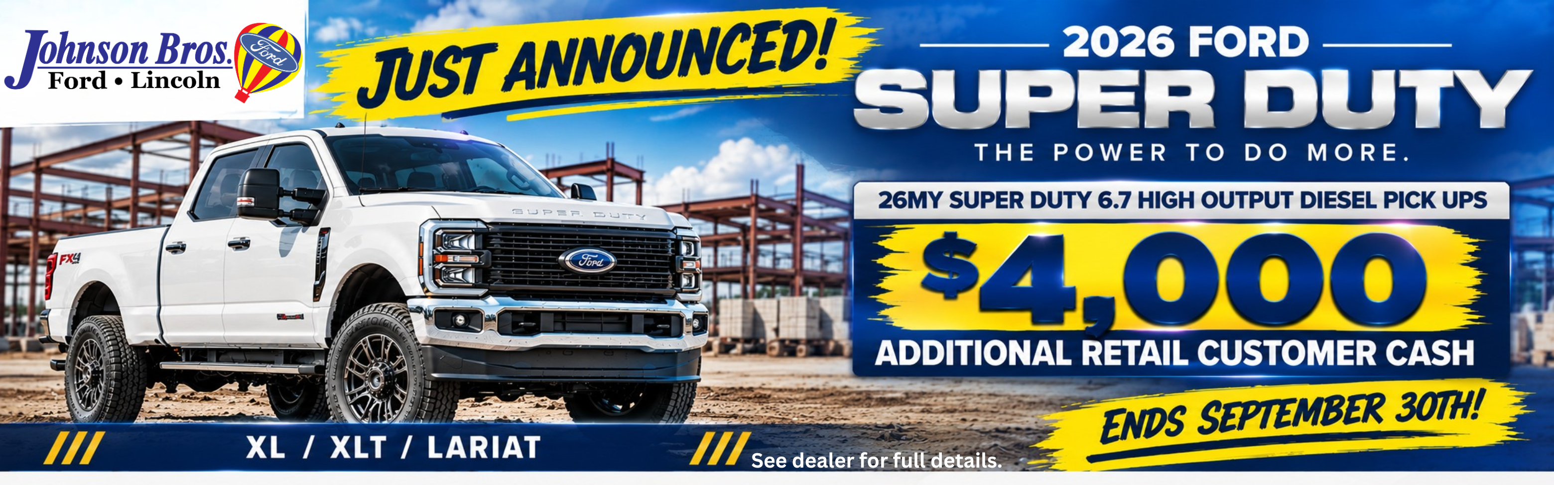 2026 Ford Super Duty $4,000 Additional retail customer cash