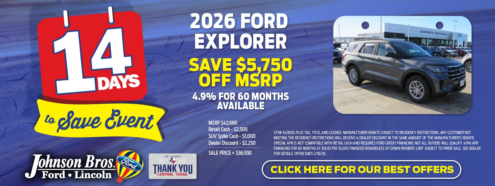 Ford Explorer SUV SPIKE SALE