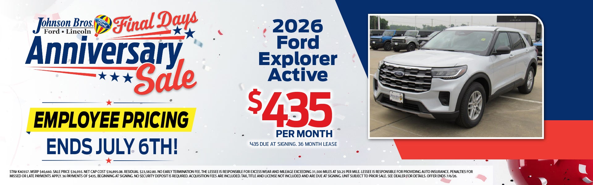EMPLOYEE PRICING ANNIVERSARY SALE